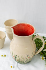 Large Round Ceramic Floral Pitcher