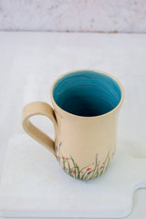 Tall Floral Ceramic Coffee Mug