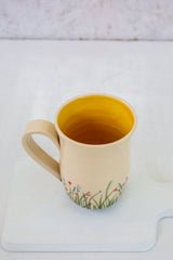 Tall Floral Ceramic Coffee Mug