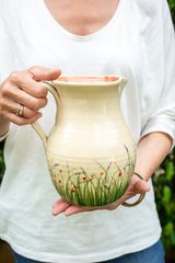 Large Round Ceramic Floral Pitcher