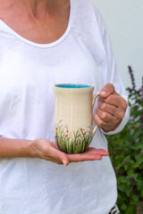 Tall Floral Ceramic Coffee Mug