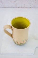 Tall Floral Ceramic Coffee Mug