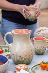 Large Round Ceramic Floral Pitcher