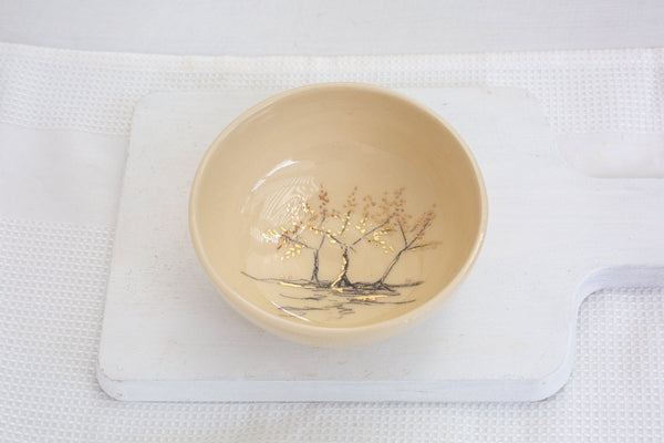 Elegant Handmade Beige Ceramic Bowl