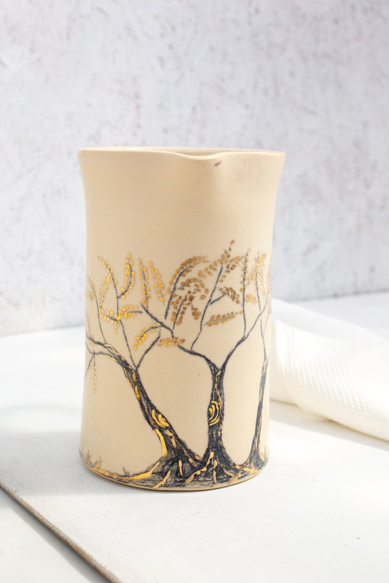 Elegant Hand Painted Gold Pitcher 